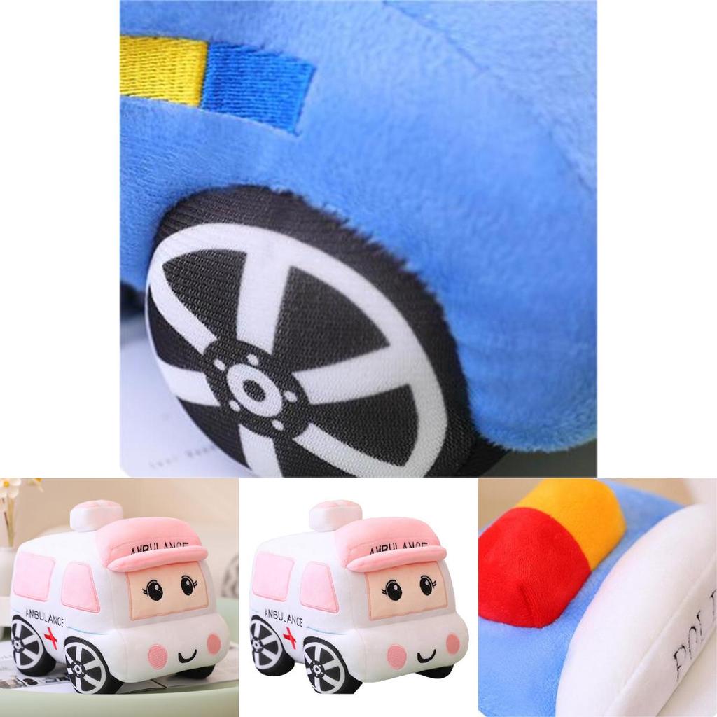 Soft And Fuzzy Stuffed Car Pillow Toy For Kids- Choose From Ambulance Taxi Or Police Car