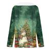 Women's Christmas Printed Long Sleeved Party Plush Neck V-neck Top