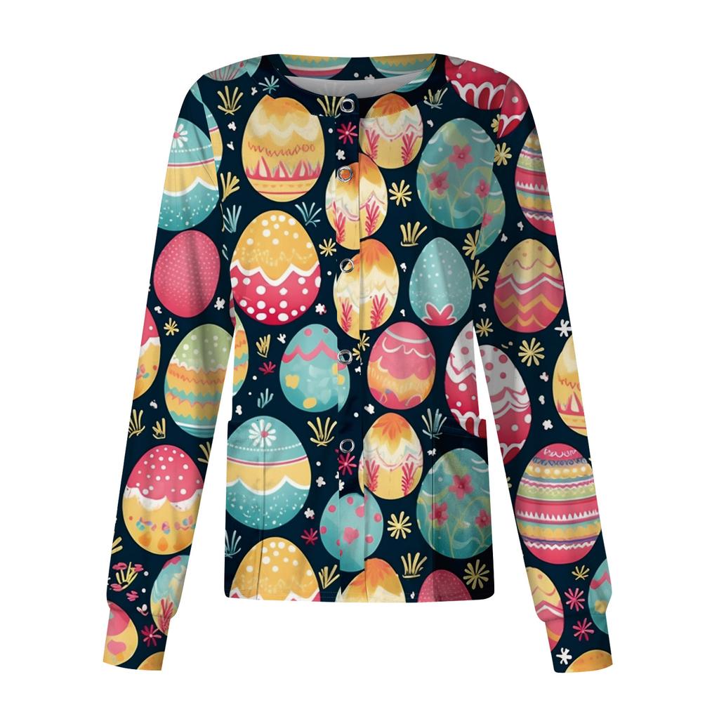 Women's Casual Long Sleeve Single Breasted Printed Dry- Top