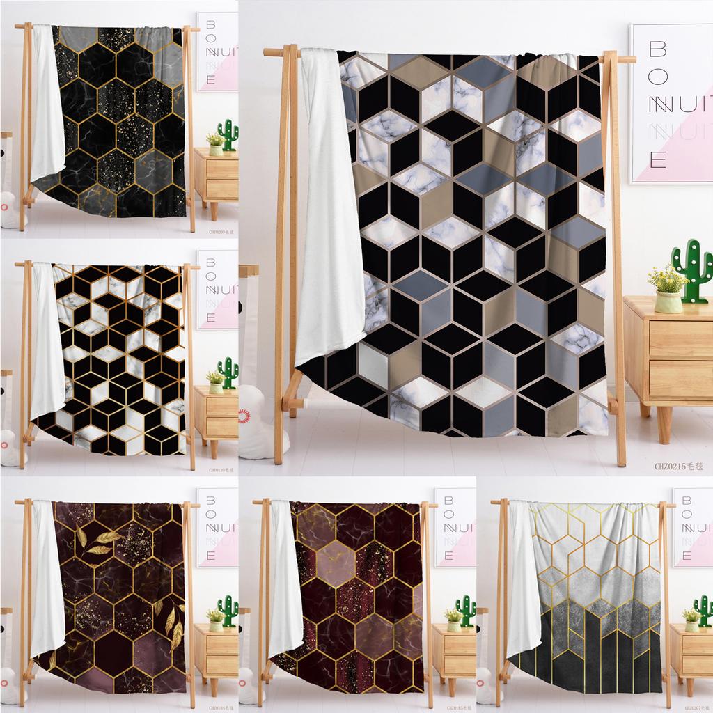 2D honeycomb plaid digital printing flannel blanket blanket wish