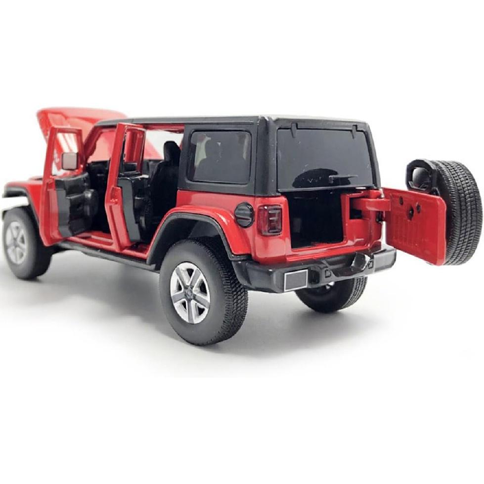 4 Door Wrangler Sahara Hard Top SUV Model Car Diecast Toy Cars 1/32 Scale Metal Vehicle Children's Die-cast Vehicles, Doors Open, Light Sound, Toys