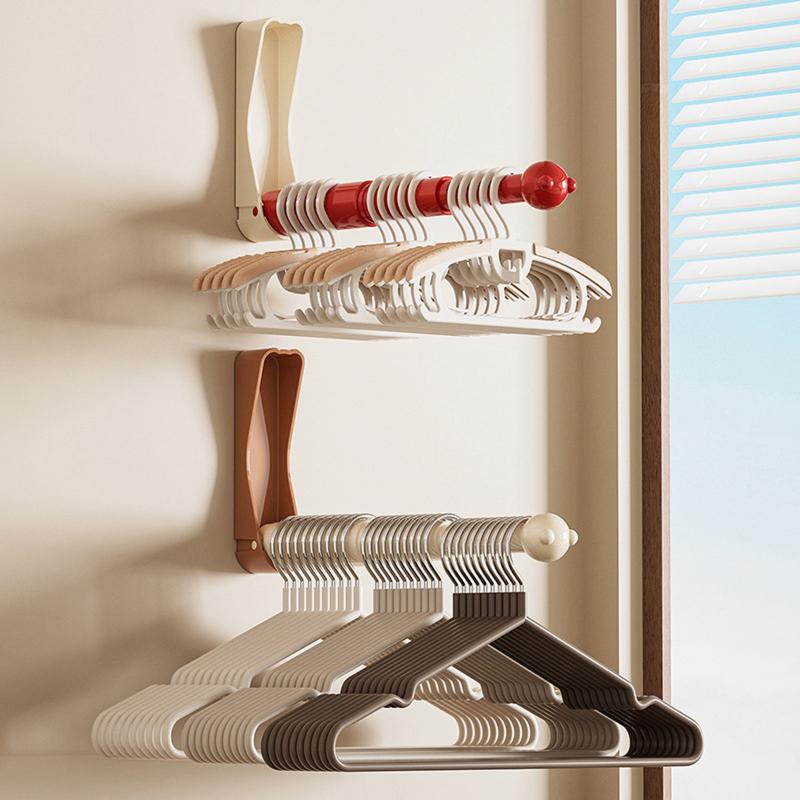 No-drill Clothes Hanger Organizer, Household Balcony Clothes Rack, Wall-mounted Extendable Clothes Hanger.