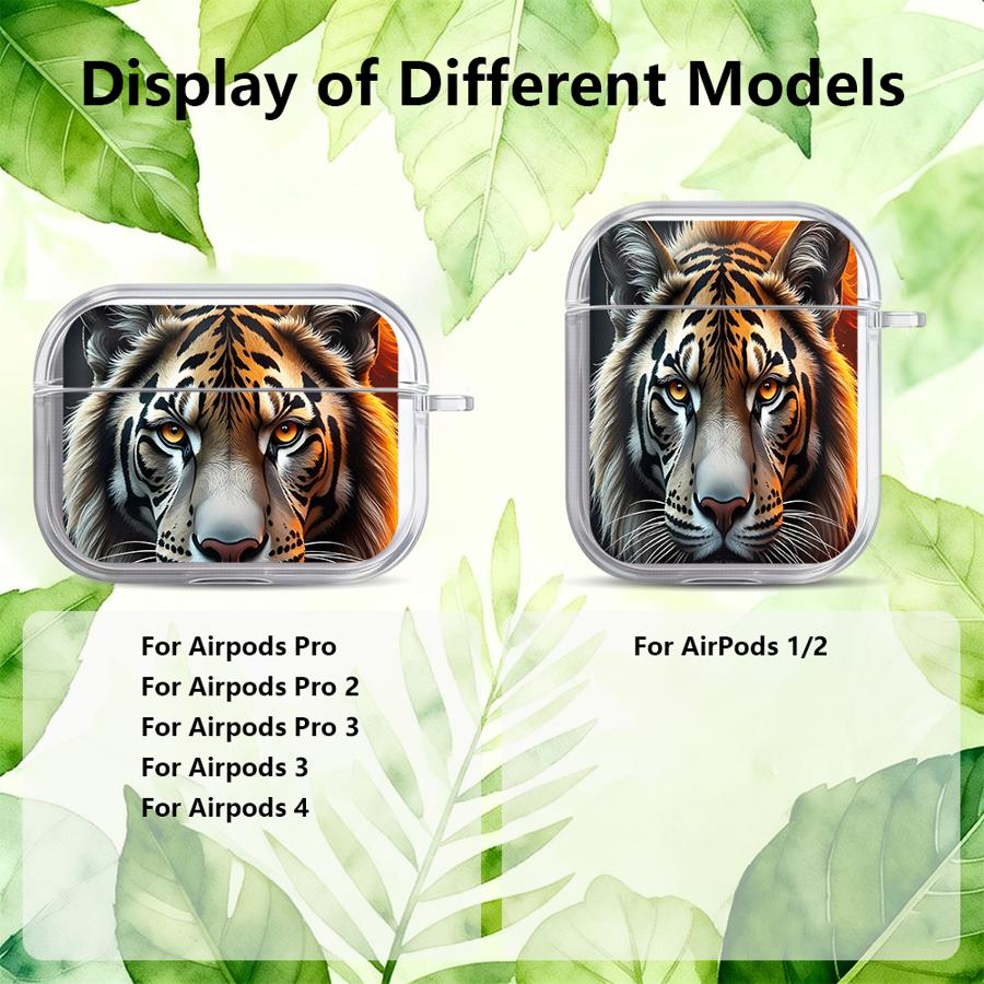 Clear Earphone Cases Cover Case For Airpods Pro3 Pro2 3 1 Pro 4 2 Fire Tiger Design