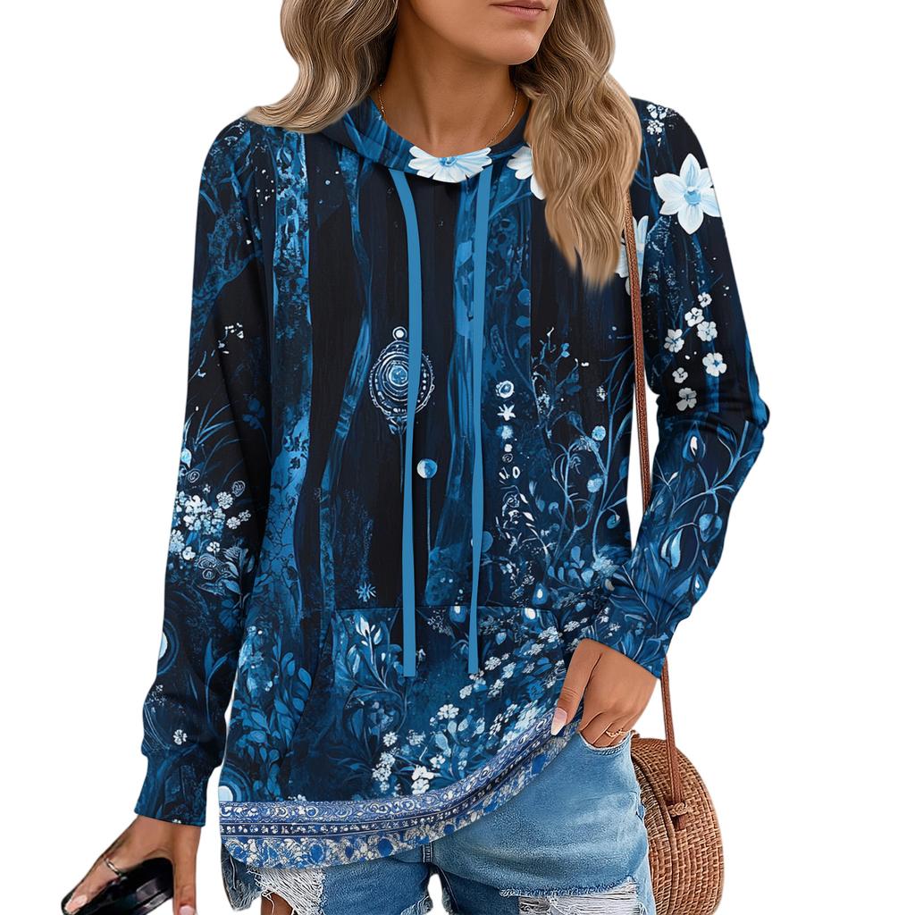 Dámské pulovrové mikiny Módní mikina s kapucí pro dospívající dívky Dámský podzimní tunikový top