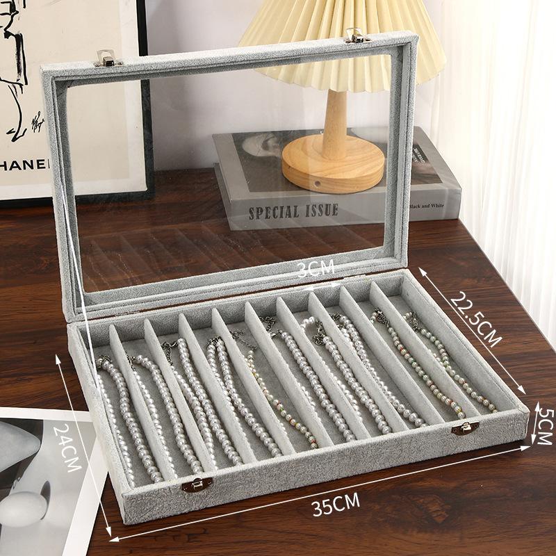 Black Walnut Wood Jewelry Storage Box with Transparent Lid for Pearl Necklaces Collar Chain Accessories Collectible