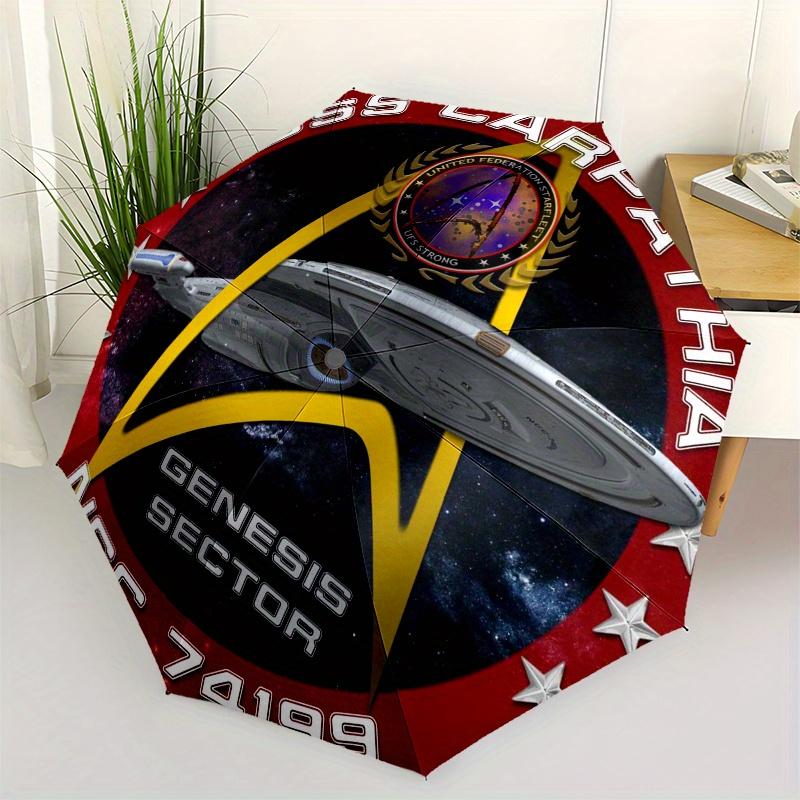 

USS Carpathia: Genesis Sector Spaceship Badge Sticker Umbrella, Portable 3 Fold Compact Umbrella for Men & Women, Valentine s Day Mother s