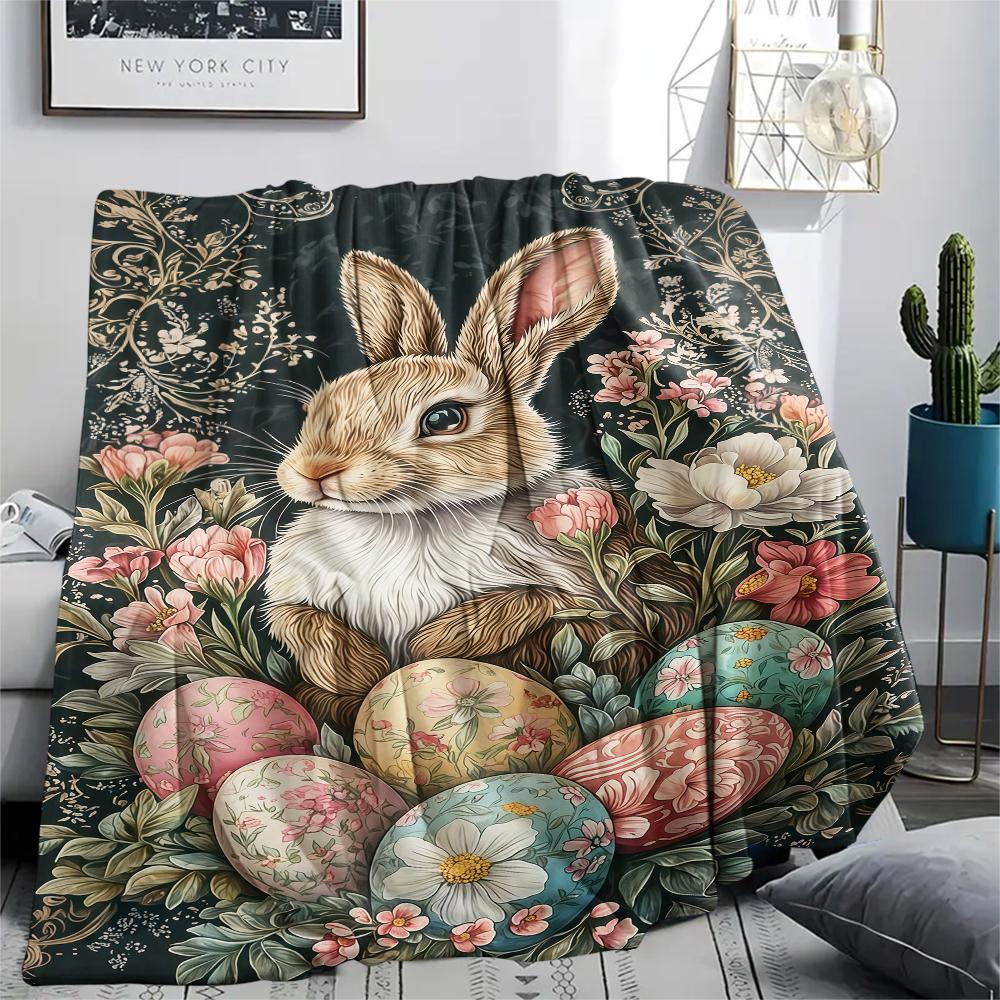 Coperta in Flanella con Stampa di Uova di Pasqua, Alta Qualità, Confortevole per Tutte le Stagioni, Decorazione per la Casa, Calore e Comfort, Perfetta per Regali di Natale