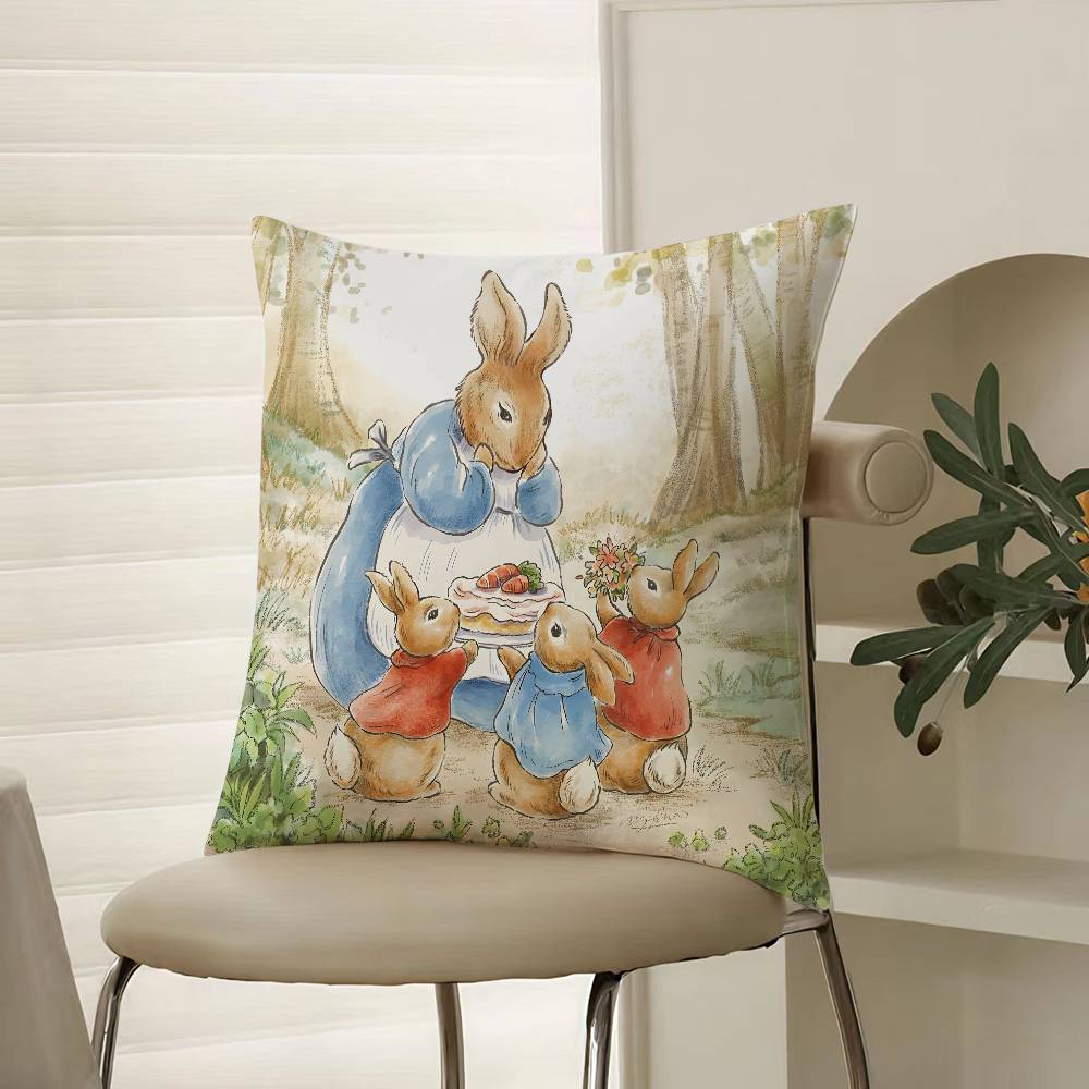 Cartoon Character Cute-Peter Rabbit-Smart Pillow Case Comfort Sofa Bed Silky elegant Invisible zipper Decorative cushion cover