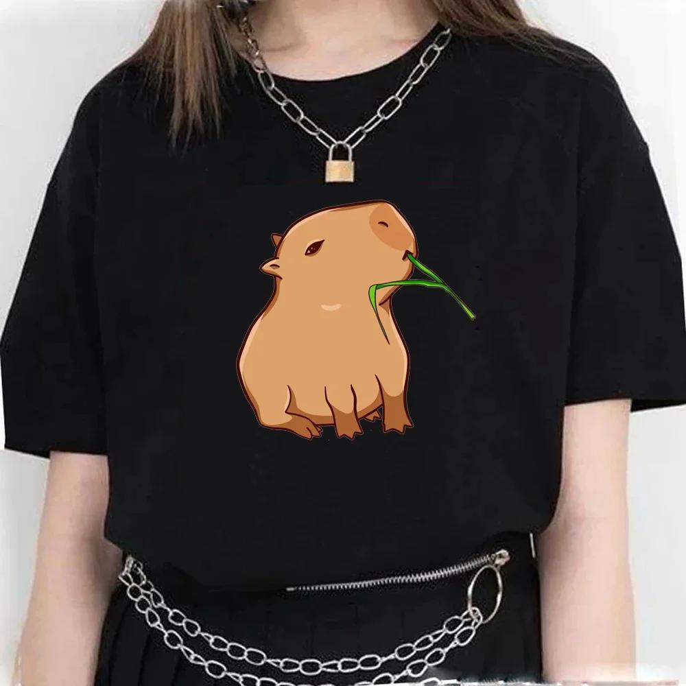 Cute Capybara Clothing T-Shirt Women Vintage Cartoon T Shirt Female Casual Anime Top Tees T Shirt Manga Women Graphic Tee Tops