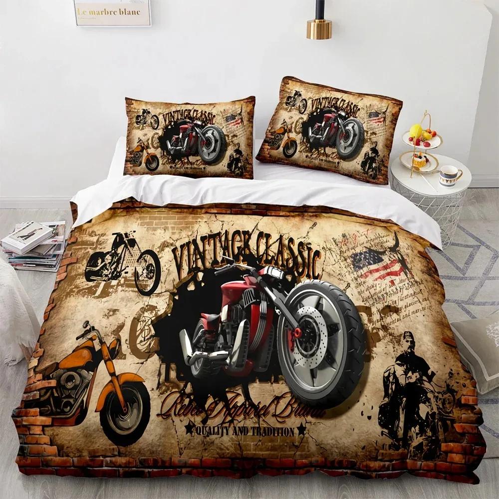 Neues klassisches Motorrad Bettwäsche Set Einzelbett Twin Full Queen King Size Ritter Bettset Erwachsener Kind Schlafzimmer Bettdeckenbezug Sets 3D Druck
