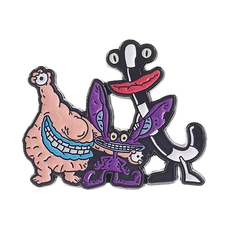 

Quirky Retro Cartoon Creatures Enamel Pin Weird Monster Brooch Edgy 90s Nostalgic Lapel Badge Fun Gift For Friends