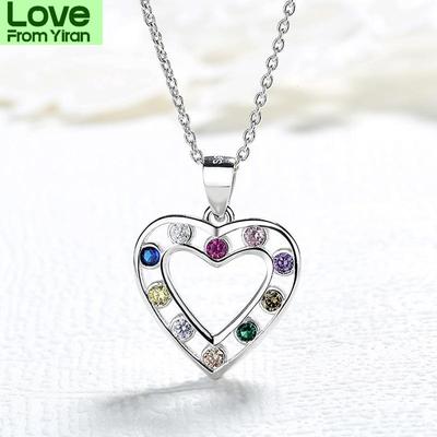 Modische Sterling Silber S925 Herzförmige Damen Anhänger Halskette Kristall Sterling Silber Farbe Diamant Halskette