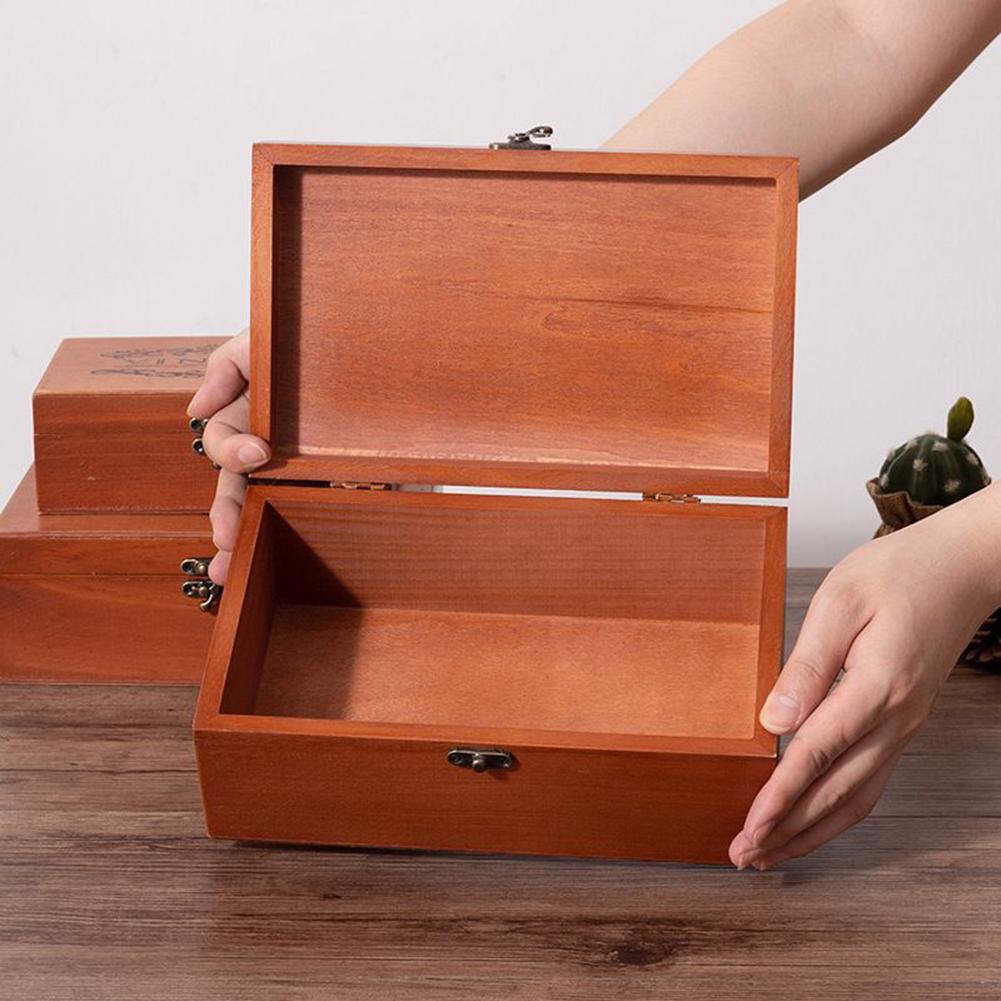 S/M/L Simple Wooden Storage Box Pine Rectangular Flip Solid Wood Gifts Boxs With Lid Jewelry Organizer For Home Makeup Storage