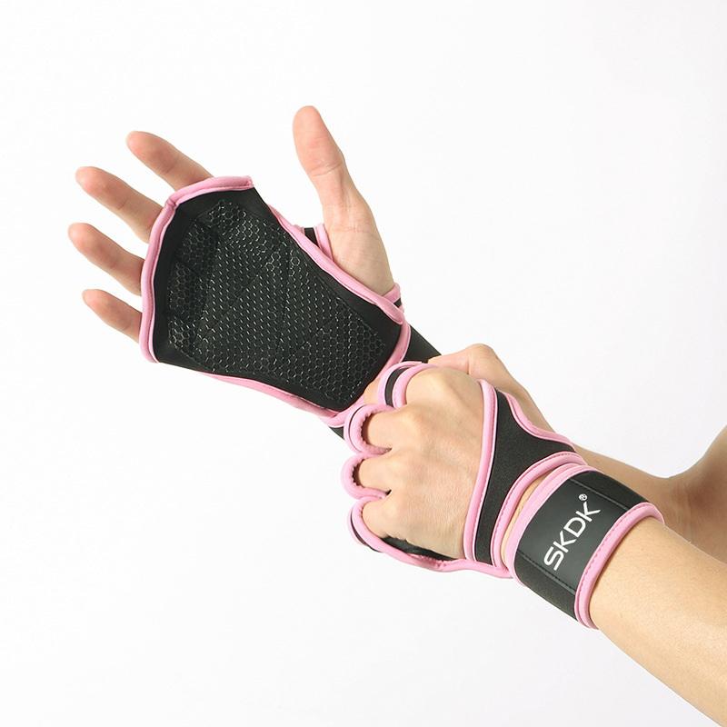 1Pair Workout Gloves Women Men With Wrist Wraps Anti-Slip Silicone Palm Protection Weight Lifting Fitness Gym Gloves