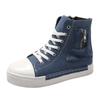 Large Size High Top New Casual Single Shoes Women'S New Pocket Decorative Cloth Side Zipper Board Shoes