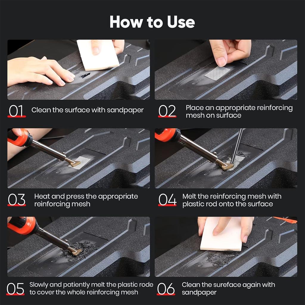 100W Plastic Welding Repair Kit & 2-IN-1 Soldering Iron 200/1000Pcs Hot Staples Kayak Bumper Car Repair Tools