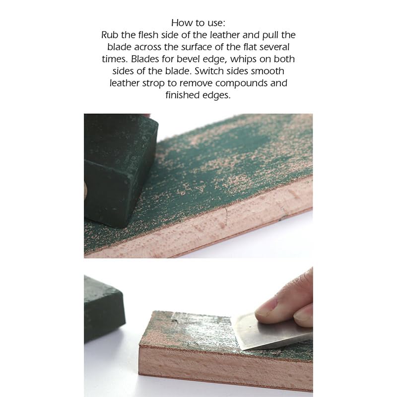 WUTA Leather Strop, Sharpening Stone, Sharpening Tool, Paddle Strop, Leathercraft, with Sharpening Stone, Black Wooden Stand