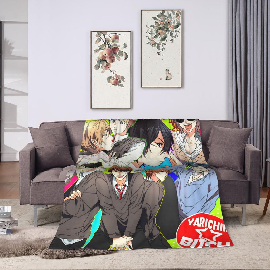 Blanket Airplane Travel Yarichin B Club Yuri Throw Blanket Flannel Bedspread For Couch Chair Sofa Bed Fashion Sofa Bed Cover