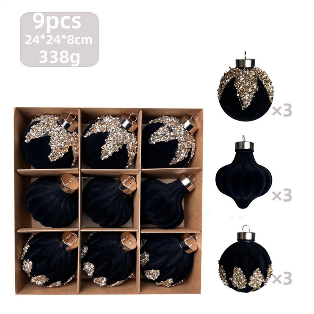 Flocked Velvet Ornaments Exquisite Christmas Ball Ornaments Velvet Christmas Ball Soft-Touch Glitter Sequin Decorations