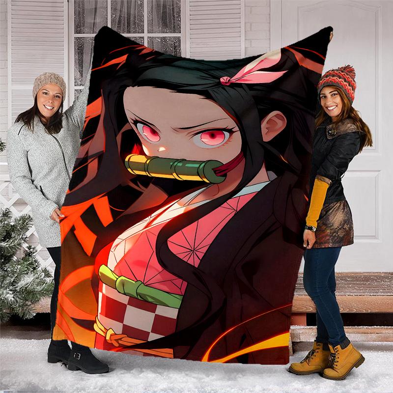 1pc nezouko9 Theme Blanket - Digital Print, Polyester, Cozy for All Seasons, Perfect for Outdoor, and Travel