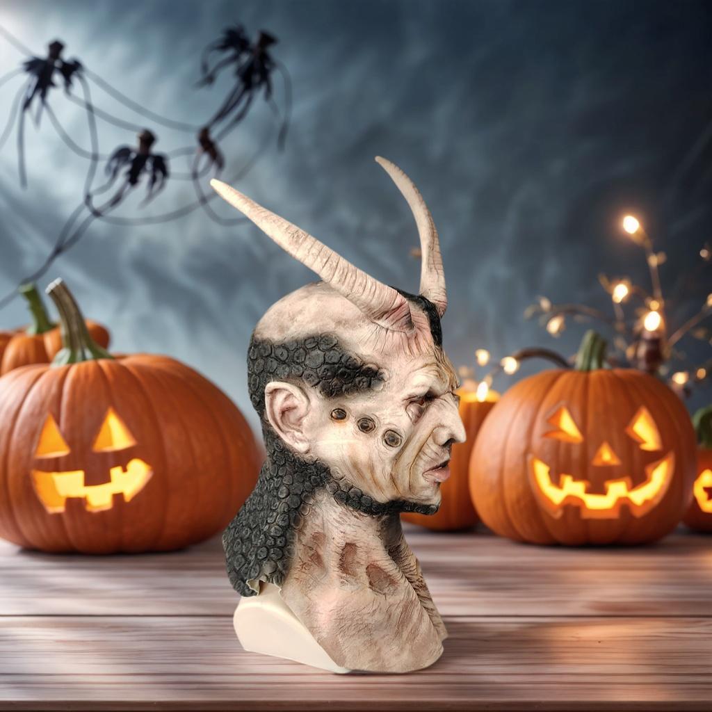 

Horror 3d Demon Latex Mask, Devil Headgear With Horns, Halloween Party Cosplay Props, Haunted House Npc Role-playing