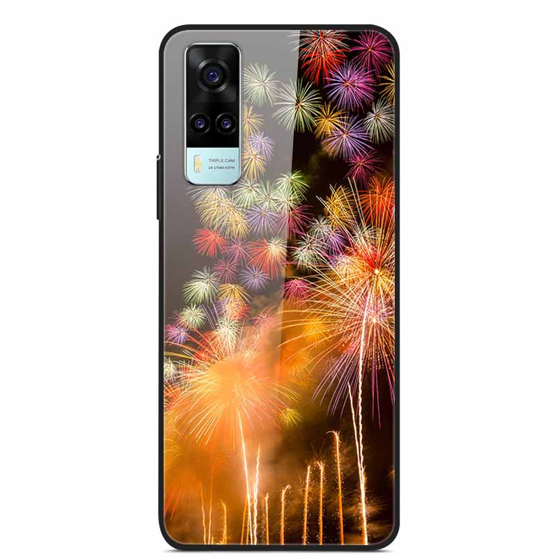

For vivo Y53S 4G Case Y31 2021 Tempered Glass Hard Back Case for vivo Y31 2021 Phone Cover Cat Bumper Fundas Capa For vivoY53 5G Vivo Y31 2021 помаранчевий