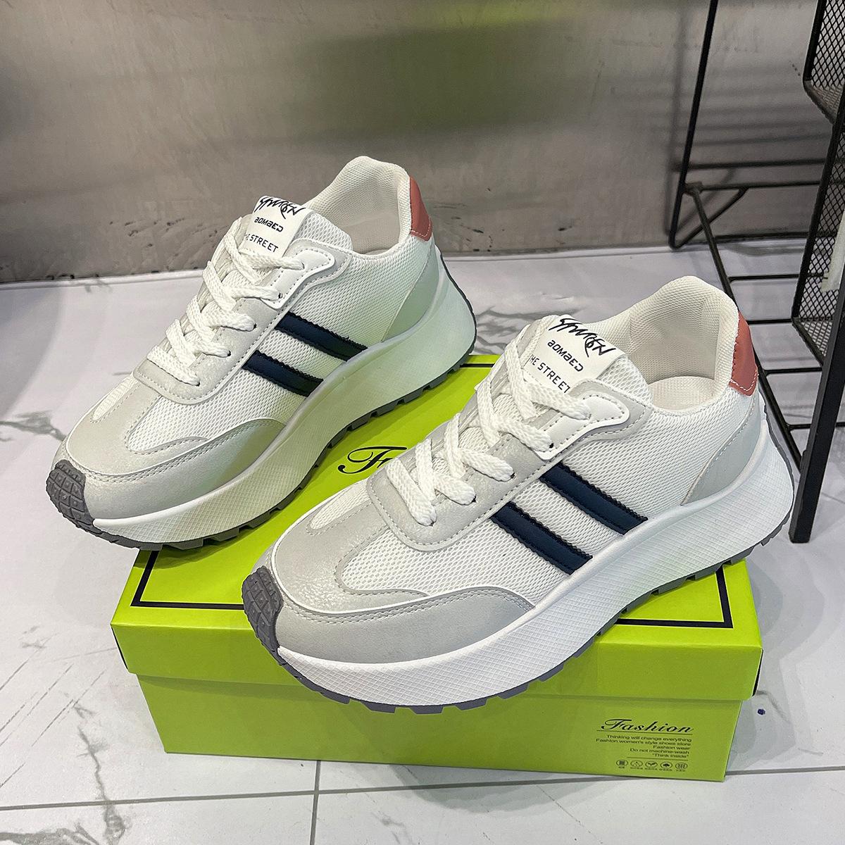 

Thick-soled heightening women s shoes are fashionable and simple Forrest Gump shoes Korean version breathable little white shoes trendy versatile casu 40 синій