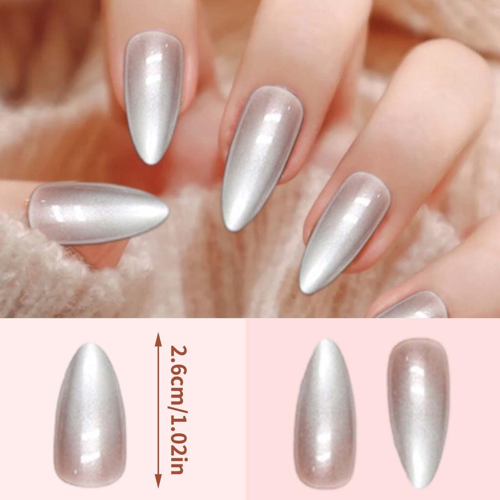 24pcs Nail Pieces Wearable Nails Ice Transparent False Nails 2ml