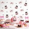 Pink-colored Bow Tie Pumpkin Halloween Static Glass Window Sticker for Children's Room Wall Decoration