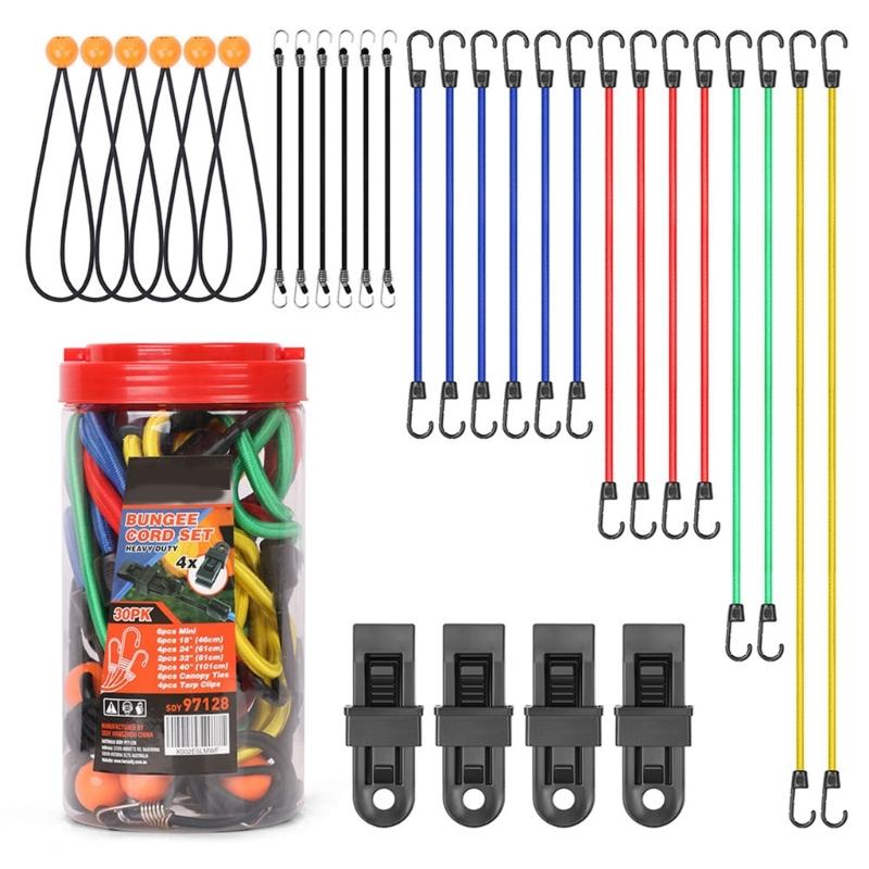 

No Tools Needed Heavy Duty Motorcycle Bungee Straps With Metal Hooks For Secure Cargo Fastening And Outdoor Travel Use