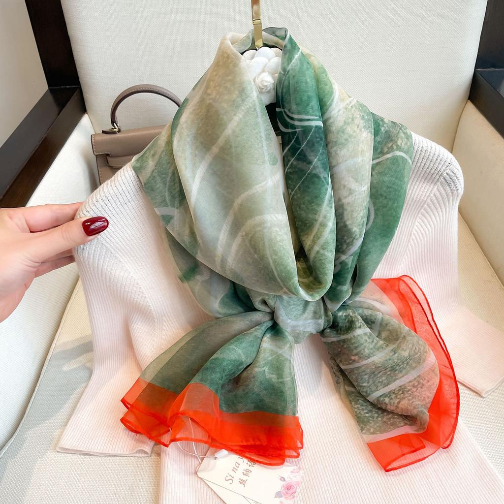 Summer Scarf Women Outdoor Sunscreen Shawl Soft Bandanna Foulard Female Floral Silk Shawl Lady High Quality Head Hijab Wrap