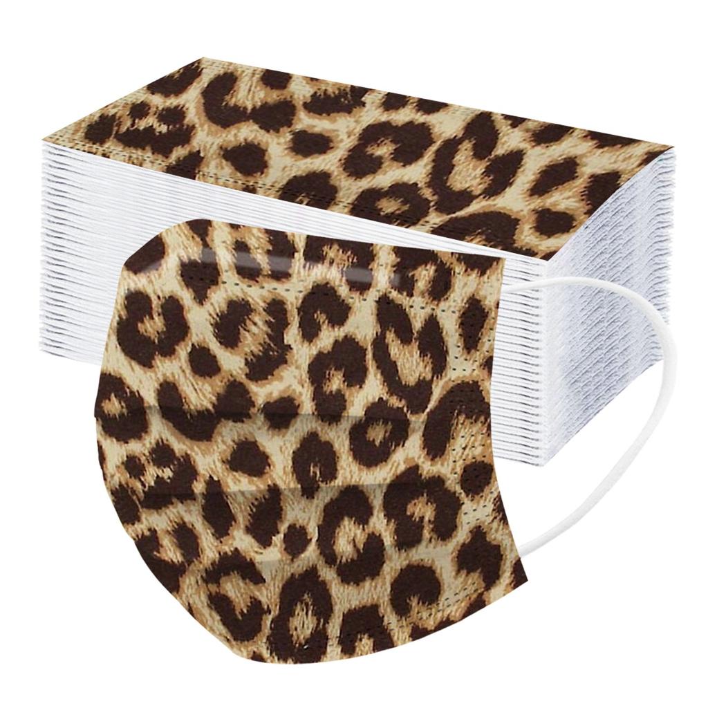 Adult Three-Layer Disposable Dust-Proof Protective Leopard Print Mask