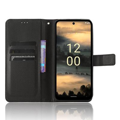 For Nokia XR21 Shockproof Wallet Phone Case PU Leather Diamond Texture Cover with Stand