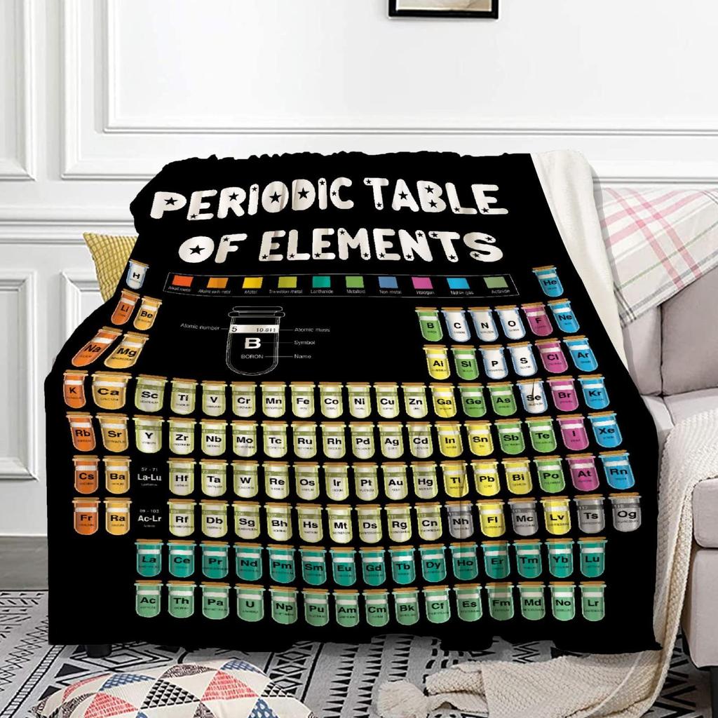 Periodic Table of Elements Printed Blanket for Sofa Bed Travel Camping Living Room Office Conditioning Blanket