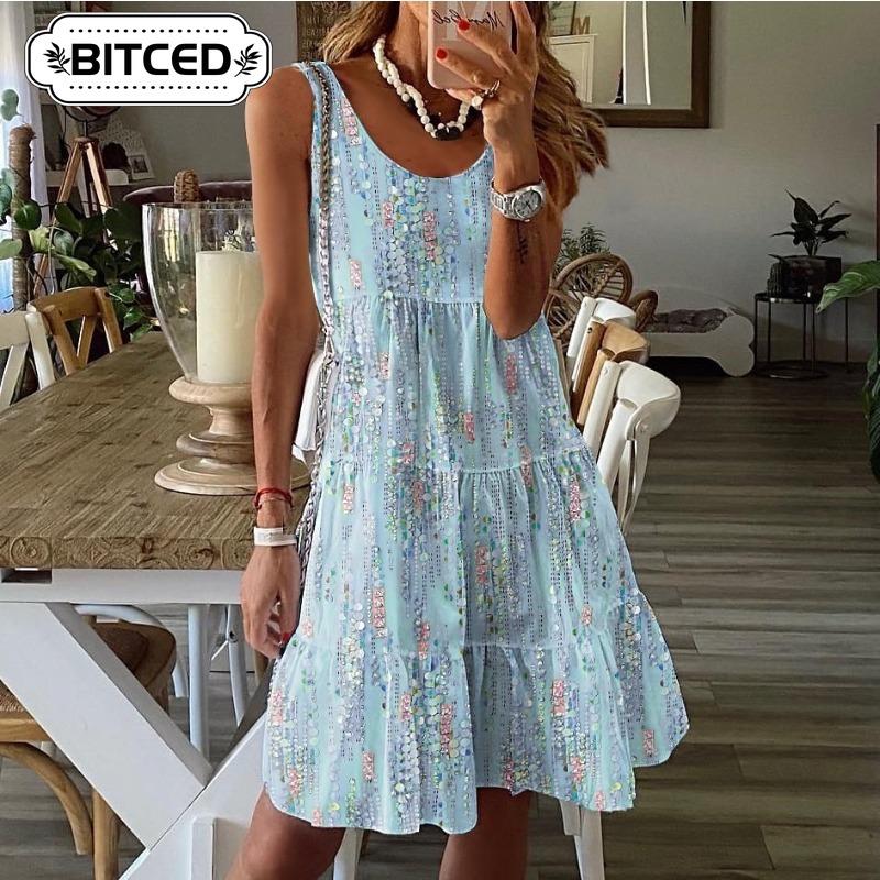 BITCED Fashion Summer Spring Sleeveless U-Neck Casual Dresses Unique Design