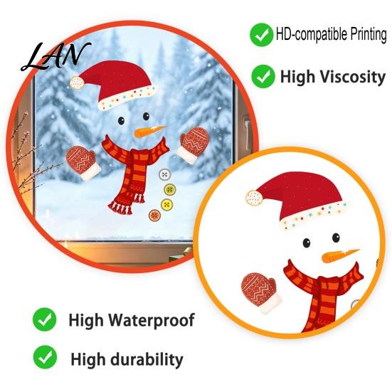 Seasonal Glass Door Stickers Christmas Snowman Static Window Stickers, Removable PVC Decals, Waterproof Clings Winter for Home And Store Holiday Party