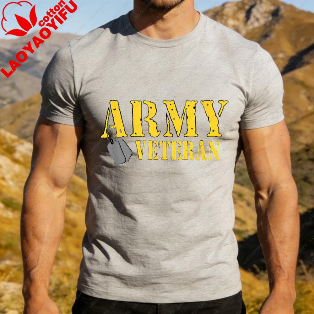 Vintage Military Pride Print Unisex Tshirt Proud Army Veteran Soft Cotton Crew Short Sleeve Casual For Patriotic Holiday Tops