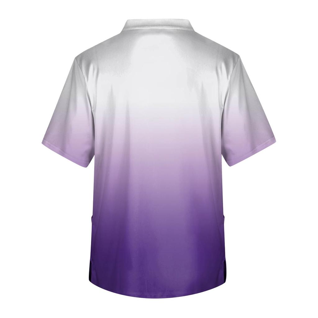 Men's Short Sleeve V Neck Gradient Print Print Chest Pocket Carer Top