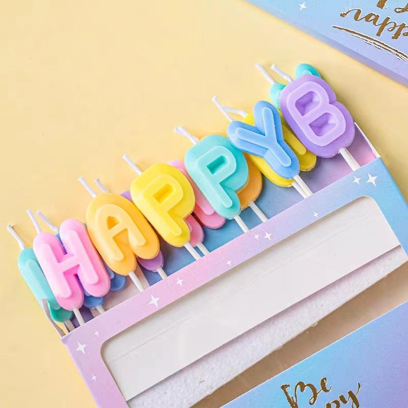 Smokeless Macaron Color Letter Birthday Cake Candle Cake Accessories for Party Supplies Colorful Colorful Birthday Candles