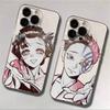Étui de téléphone transparent en TPU avec croquis de Nezuko et Akaza de Demon Slayer Pour iPhone 15 Pro Max et Samsung Galaxy S24 Ultra, Coque antichoc