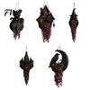 Mysterious Garden Hanging Planter Halloween for Indoor Outdoor Use, Gothic Bat Cat Witch Raven Decorative Flower Basket Plant Pot Holder, Spooky Wall