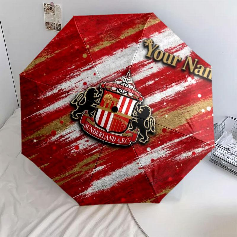 1 PC Automatic Folding Umbrella - Sunderland A.F Custom Name Pattern, Portable & Foldable Design with 8 Ribs, Christmas Birthday Gifts