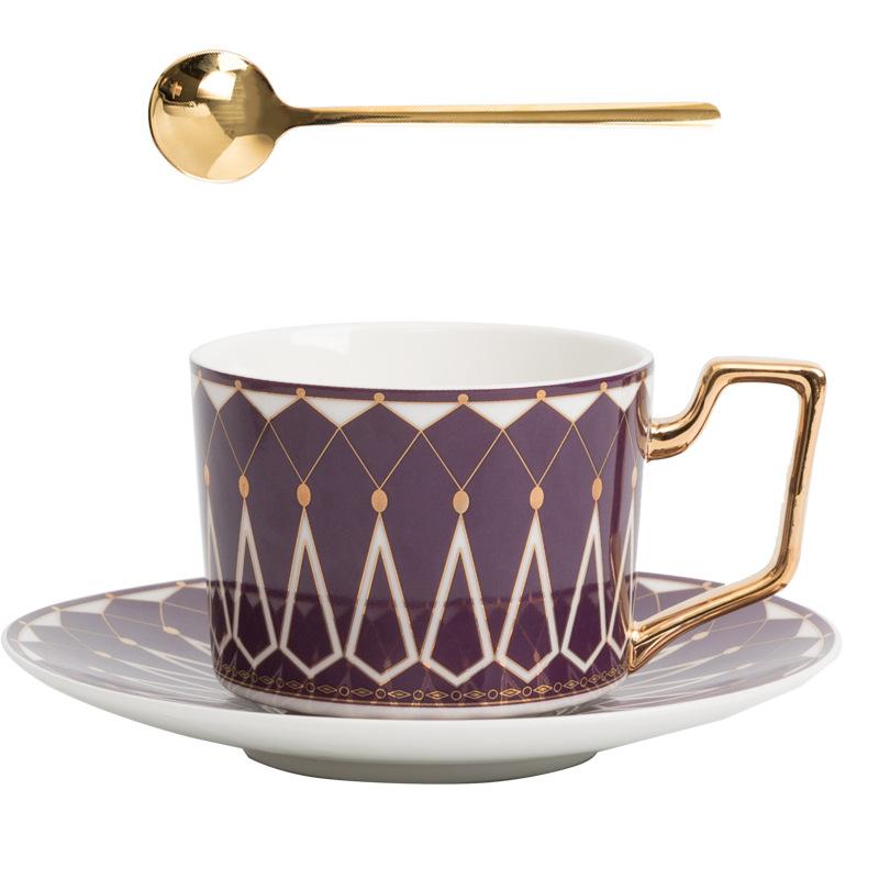 Luxury Palace Ceramic Coffee Cup Saucer Spoon Set 220ml Nordic Tea Cup Porcelain Tea Set Advanced Teacup Cafe Espresso Cup