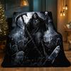 Grim Reaper Art Pattern Decorative Throw Blanket for Sofa, Bed, Living Room, and Home Decor Styling