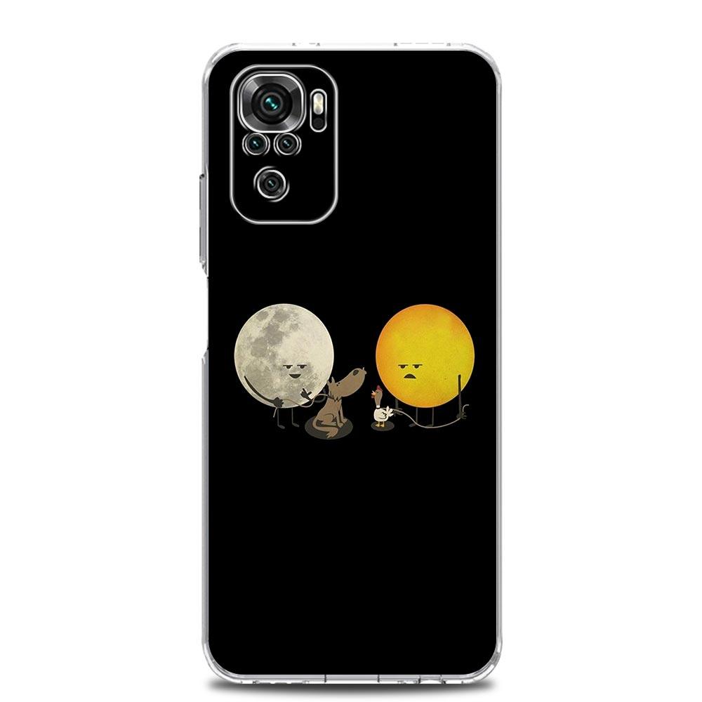 Capa de Celular Minimalista Desenho Sol Lua Para Xiaomi Redmi Note 15 14 13 12 4G 10 11 Pro Plus 5G 14C 13C 12C 10C 9A