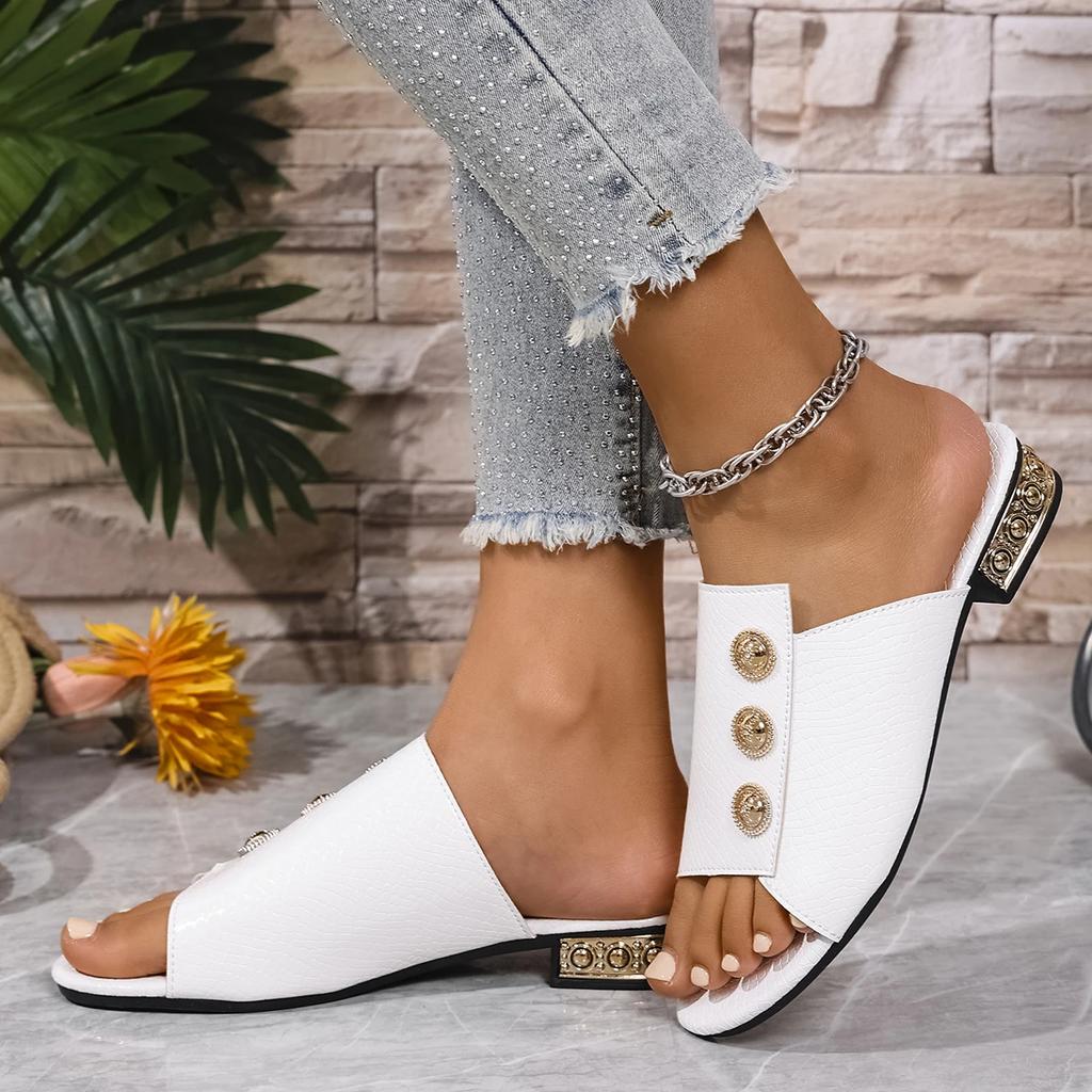 Fashion Women High Heels Slippers Fashion Shoes for Women Square Heels Beach Sandals 2025 New Summer Open Toe Slippers Slides Women