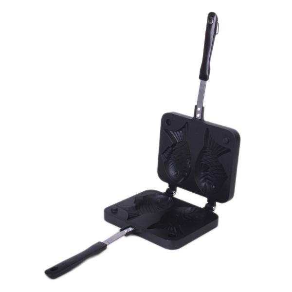 Aluminum Waffle Maker Cake Pan with Handle Black