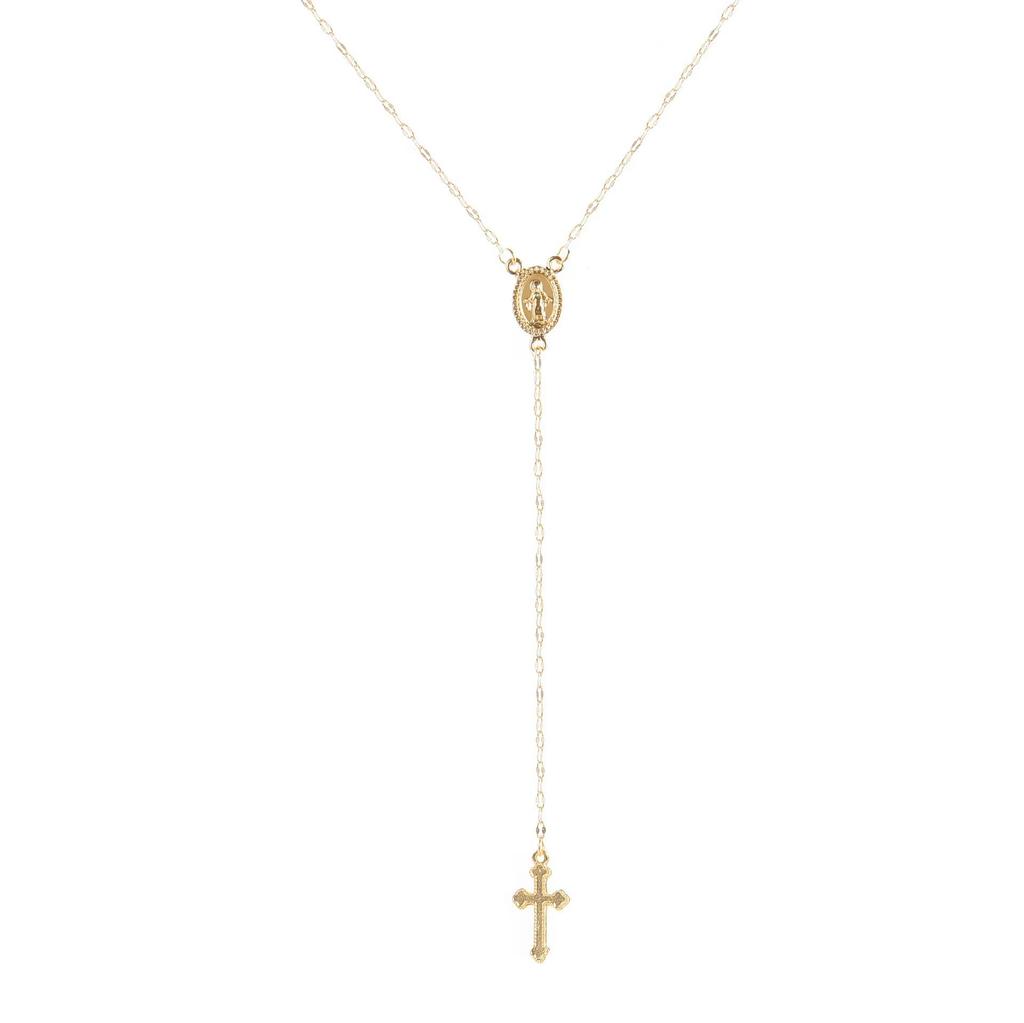 Fashion Christian Cross Necklace For Women Religious Rosary Pendant Gold Silver Color Chain Choker Female Jewelry Accessories