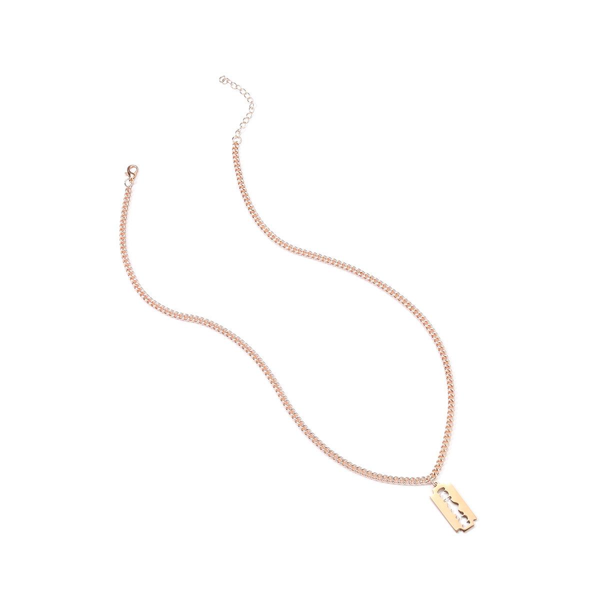 

ins style design sense razor necklace, accessories new fashion niche design sense hang tag blade neck chain рожевий колір золота