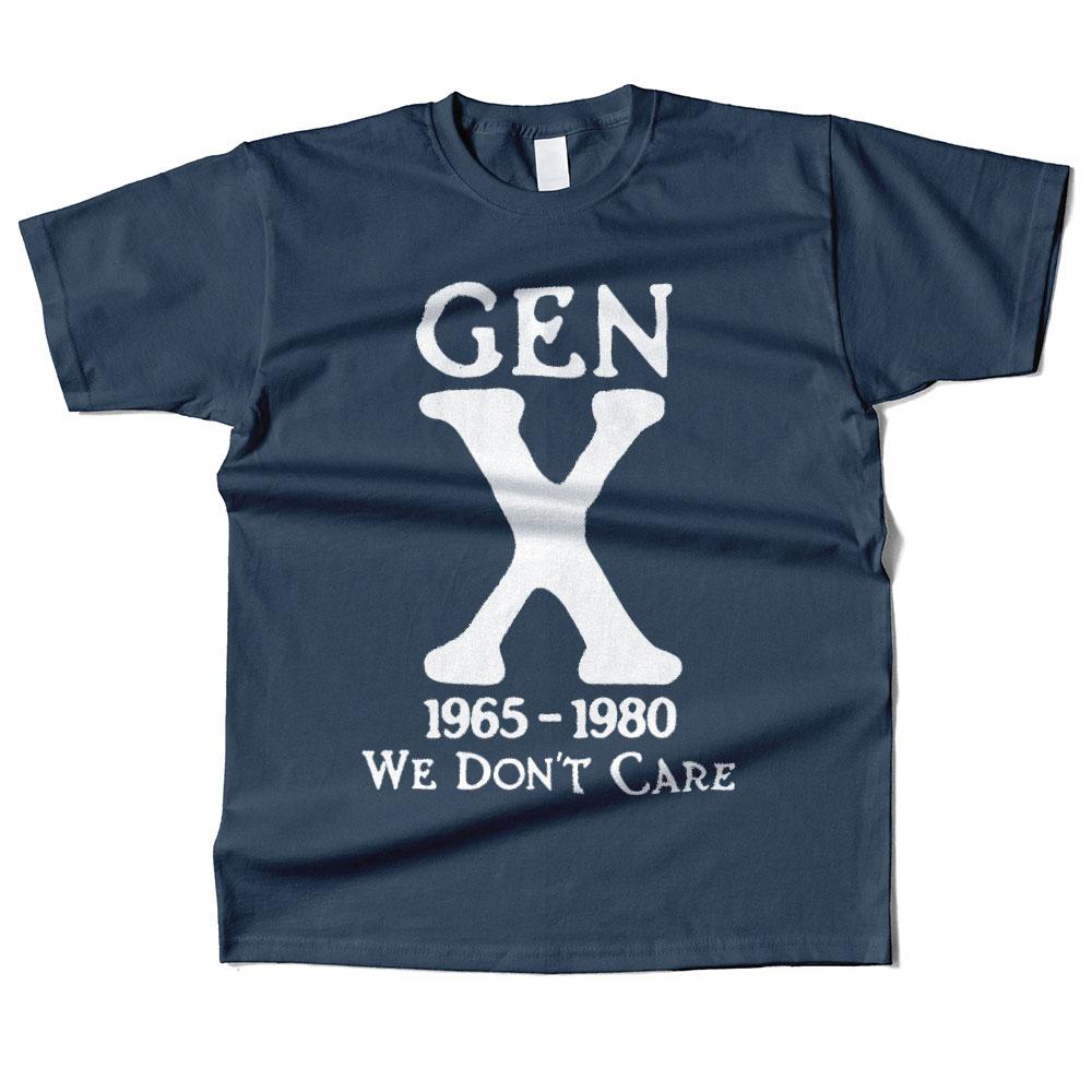 Mens Cotton Gen X 1965-1980 We Don't Care Graphic High Quality T Shirt Street Casual Style Tee for Men and Women